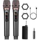 ALPOWL Rechargeable Wireless Microphone Set Perfect for Singing,Speech | Metal Dynamic Microphone System with Rechargeable Receiver, 50H Duration, 200ft Range, Less Latency Karaoke Microphone