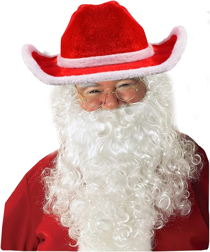 Funny Party Hats Santa Hats with Beard Cowboy Santa Hat