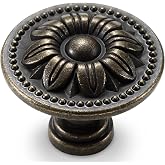 CHICTIE Set of 10 Vintage Kitchen Cabinet Knobs Pulls, Flower Drawer Knobs, Dresser Knobs, Antique Brass Pull Handles, Rustic Bronzed Door Knobs for Dresser Drawers, Zinc