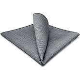 SHLAX&WING Solid Color Grey Silk Matching Pocket Square 12.6 inches Large