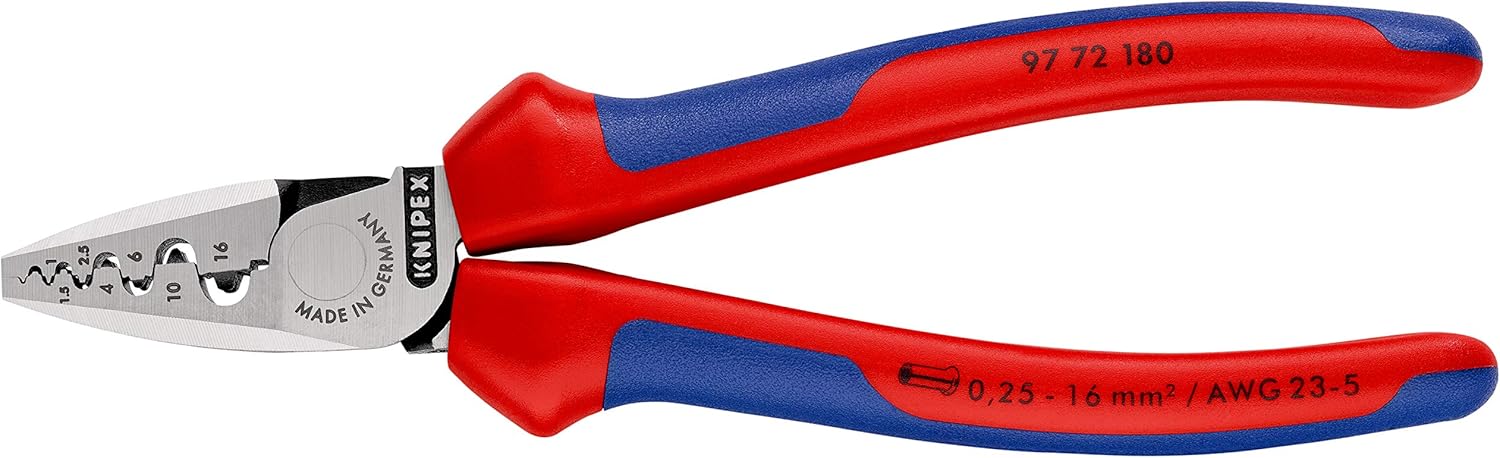 KNIPEX Crimping Pliers for Wire Ferrules with Comfort Handles 180 mm, 97 72 180, Chrome - Image 4