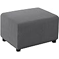 Turquoize Stretch Ottoman Cover Ottoman Slipcover Sofa Cover Footstool Protector Storage Ottoman Covers Furniture Protector Soft Rectangle slipcover with Elastic Bottom (Large,Charcoal Gray)