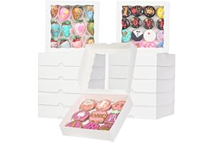 TEMLQPACK 50pcs 8x8x2 Inches White Bakery Boxes with Window Cookies Boxes Chocolate Covered Strawberries Boxes Pretzel Boxes Cakesicle Browines Boxes Treat Boxes for Christmas