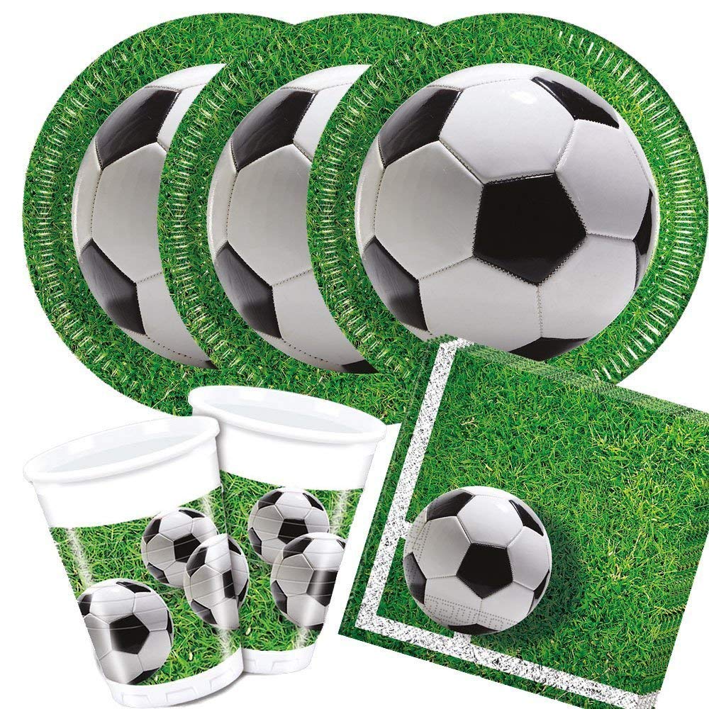 36-piece set Party set Football party - Plate Cups Napkins for 8 Person