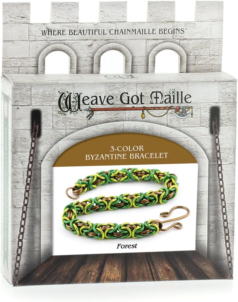 Weave Got Maille 3-Color Byzantine Chain Maille Bracelet Kit, Forest