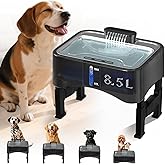 8.5L/2.25Gal Elevated Dog Water Fountain, Xetino 4 Height Adjustable Raised Dog Water Bowl Dispenser for Large Dogs with Stainless Steel Tray BPA-Free, Pet Water Fountain with Ultra Quiet Pump