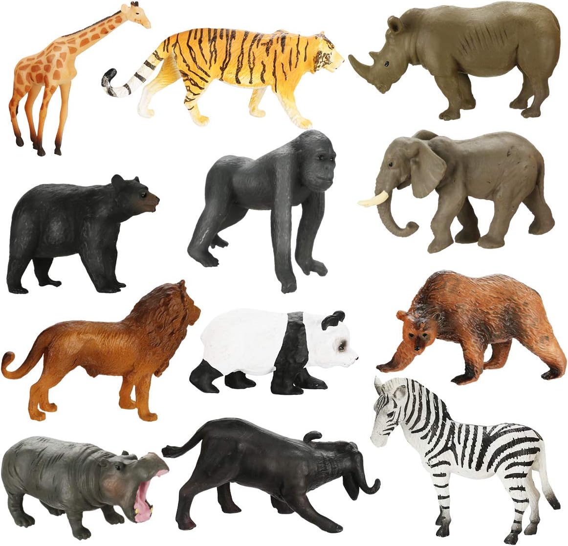 Achort Mini Animal Figures Set 12Pcs Safari Animal Toys Small Zoo