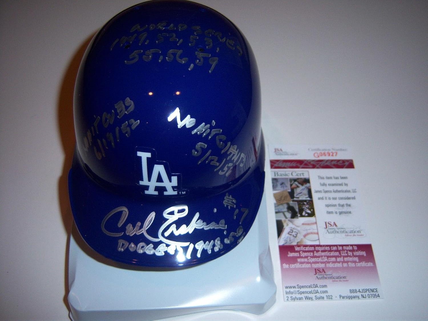 Carl Erskine Brooklyn Dodgers Jsa/coa Signed Mini Helmet Autographed MLB Mini