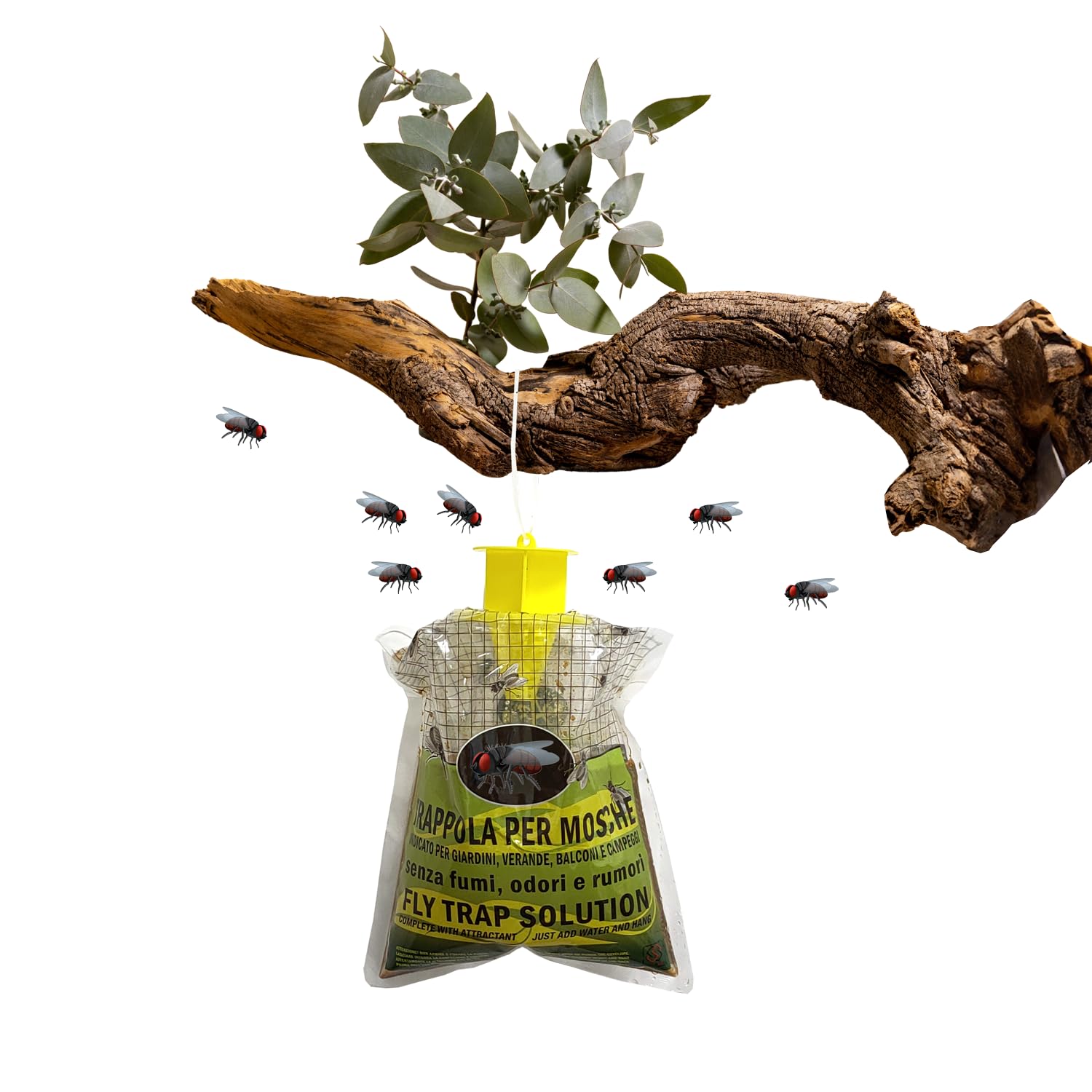Organic Fly and Insect Trap with Natural Bait - Poison Free, Environmentally Friendly, Safe for Humans and Animals - Easy to Use, Long Lasting Effect, Ready in 1 Minute, Pest Control Products