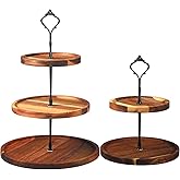 Maitys 2 Pack Wooden Cupcake Stand Rustic Cupcake Tower 3 Tier 2 Tier Holder Farmhouse Tiered Serving Tray Food Display Stands for Dessert Tea Party Wedding Birthday Kitchen Table Decorations