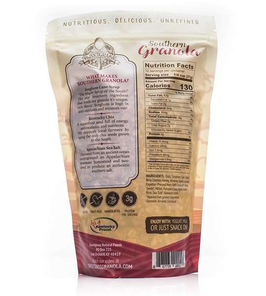 SWEETGRASS SOUTHERN GRANOLA NON-GMO, NO REFINED SUGAR, U.S. CHIA “A UNIQUE TASTE OF THE SOUTH” 3-PACK (BING CHERRIES & TOASTED ALMONDS)