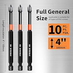 10-Pack Phillips Bits #2 Impact, 4-Inch Long