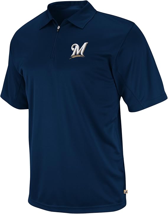 Amazon.com : MLB Milwaukee Brewers Logo Tech 1/4 Zip Polo Men's : Sports Fan Polo Shirts : Clothing