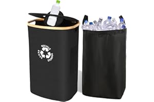 JUNEBRUSHS 26 Gallon Recycling Bin Storage Kitchen Indoor Household Bottle Items Collection Container Large 100L Recycling St