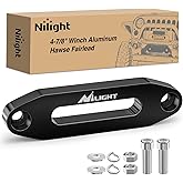 Nilight Winch Fairlead 4-7/8 Inch (124mm) Aluminum Hawse Fairlead Hole Spacing with Mounting Hardware Winch Hawse Fairlead for Synthetic Rope 2000-3500 LBS UTV ATV Winch Accessory Anodized Black