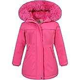 CICVSOC Girls Waterproof Winter Jacket Fleece Lined Hooded Coat,Kid's Warm Insulated Parka for School & Outdoor Play