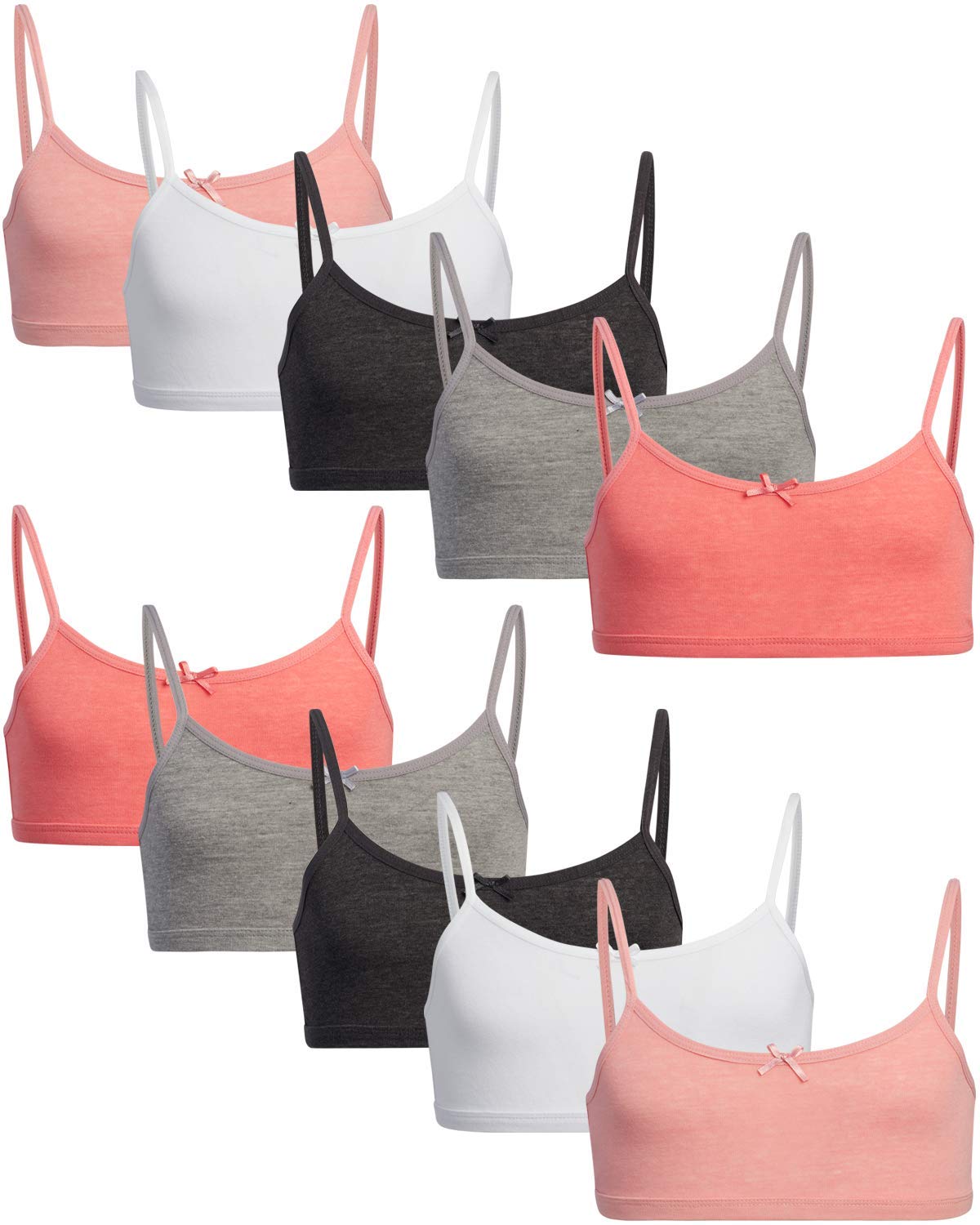 Sweet Princess Girl's Training Bra - Cotton Crop Cami Bralette (10 Pack)