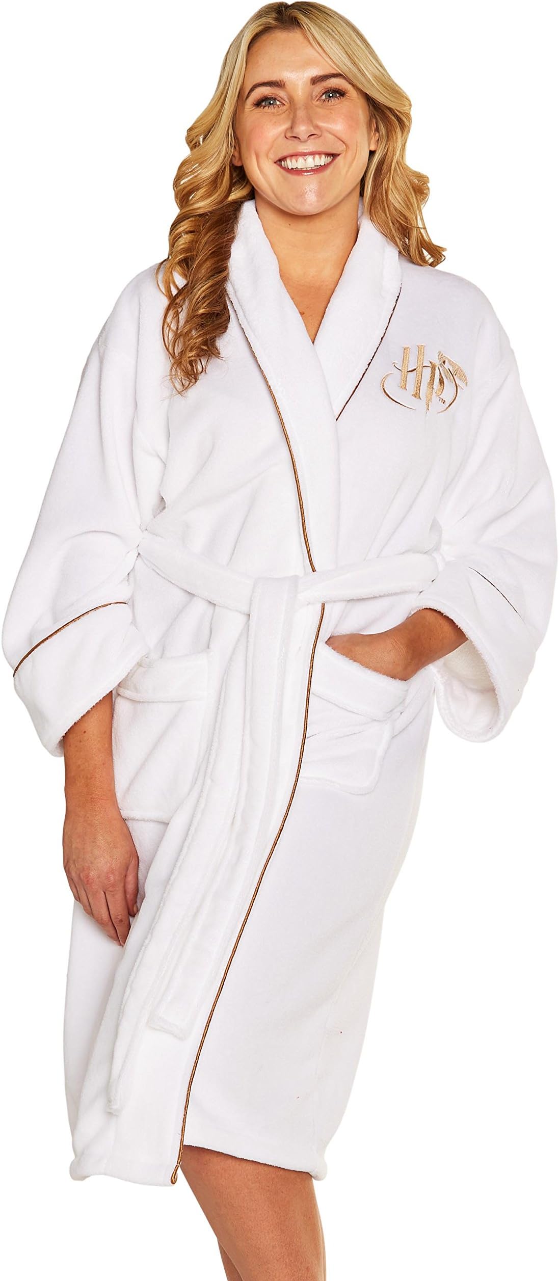 Groovy UK-s Womens White Harry Potter Golden Snitch Fleece Dressing Gown