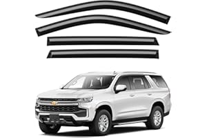 GrandWheel Co Smoke Tinted Tape-On Side Window Vent Visor Deflectors Rain Guards Compatible with Chevrolet (Chevy) Tahoe 2021-2023/Cadillac Escalade 2021-2023 - 4pcs. GW0269