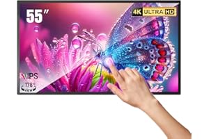 RIXZSIW 55 IN Touchscreen Monitor Digital Signage 4K Industrial Monter Digital Calendar Wall -Plug & Play Auto Play, Smart Split Screen Play, 7/24 Timer Switch, CMS Management , HD-MI/USB/WiFi/Android System