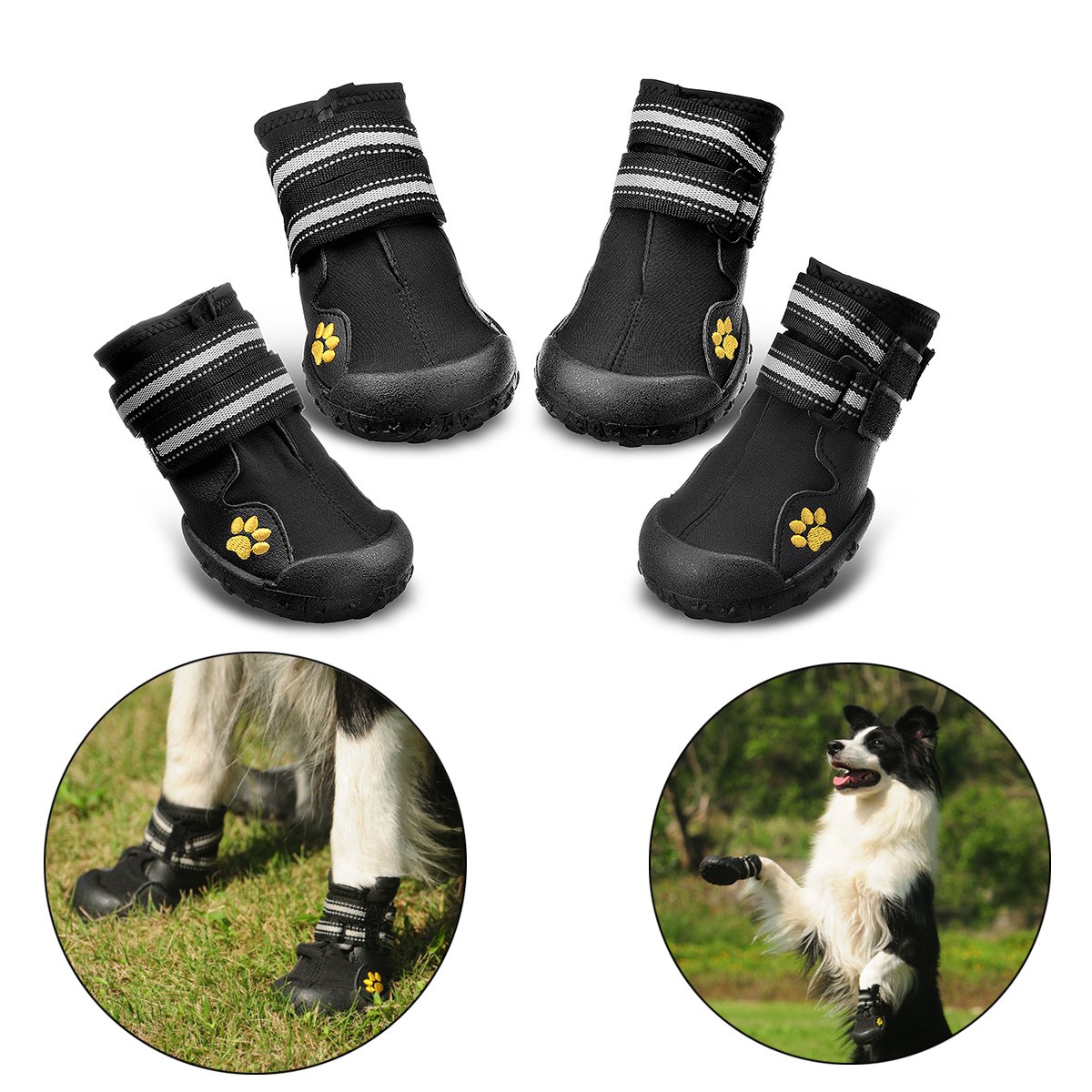 Protective Dog Boots, Royalcare Set of 4 Waterproof Dog Shoes for