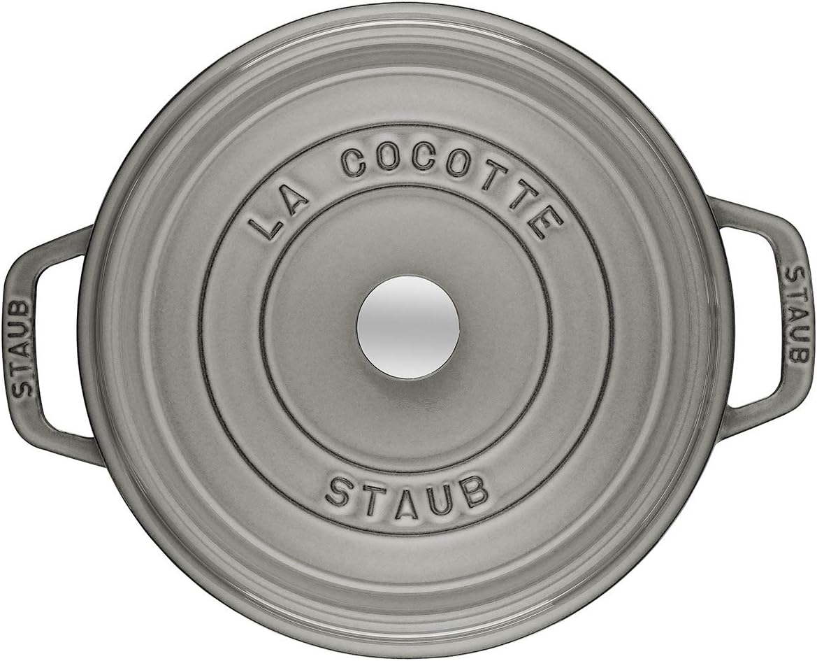 Staub 1003926 Cast Iron Roaster/Cocotte, Round 28 cm, 6.7 L, Graphite Grey, graphite-grey, 28cm - Image 3