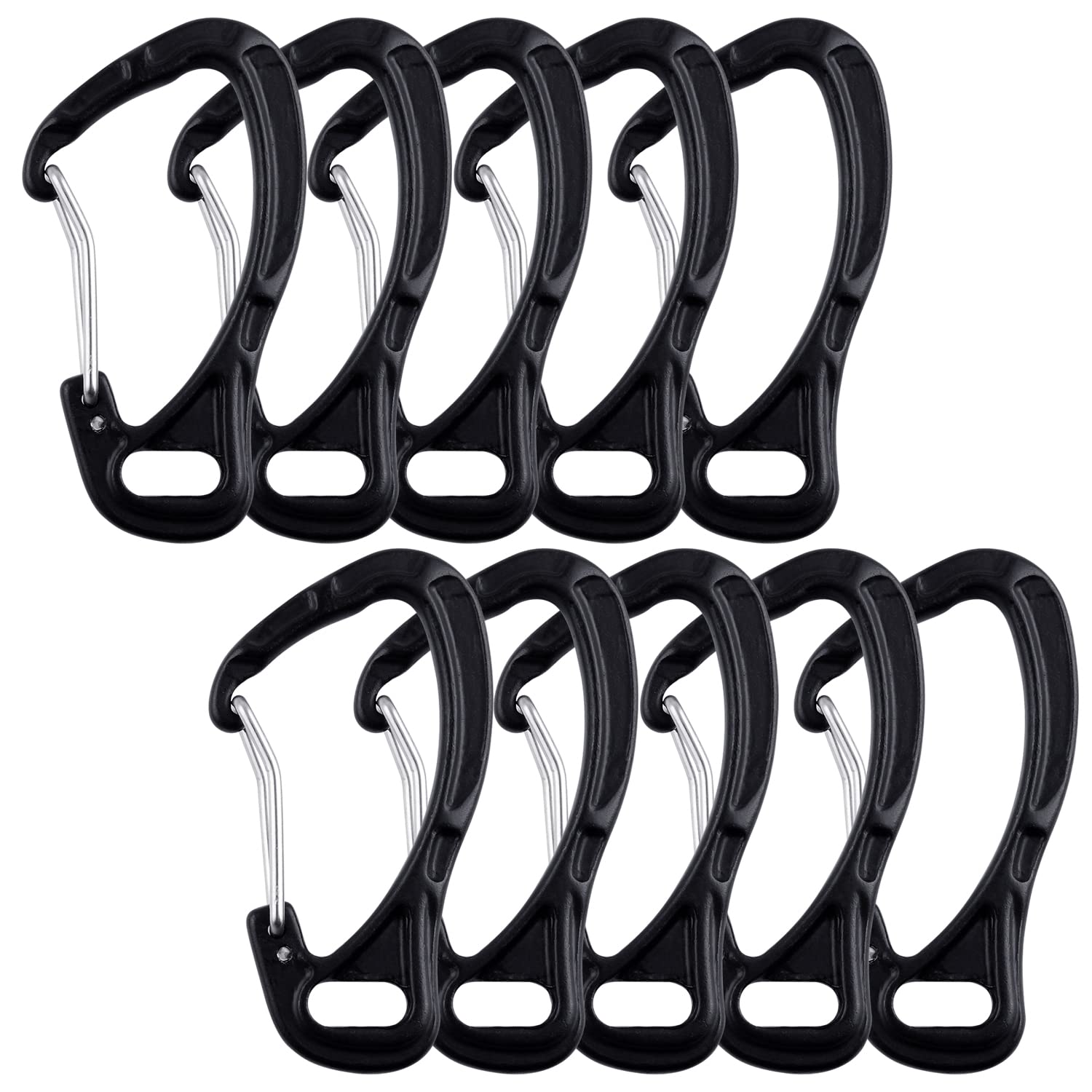 CRAZY SHARK 10 PCS Carabiner Clip Hook Durable Keyring Keychain Camping Accessories for Camping, Traveling, Fishing, Outdoor