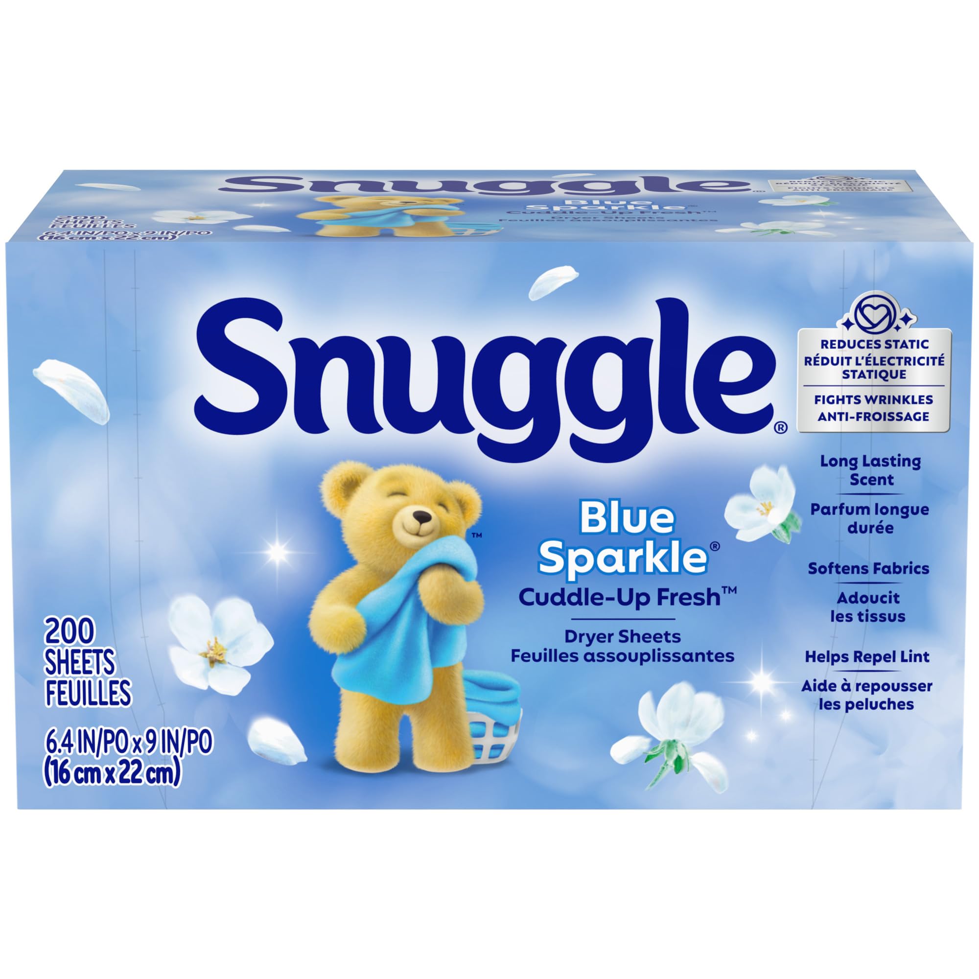 Photo 1 of Snuggle Dryer Sheets, Long Lasting Fresh and Clean Scent, Laundry Fabric Softener, Control Static, Reduce Wrinkles, HE Safe, 200 Count