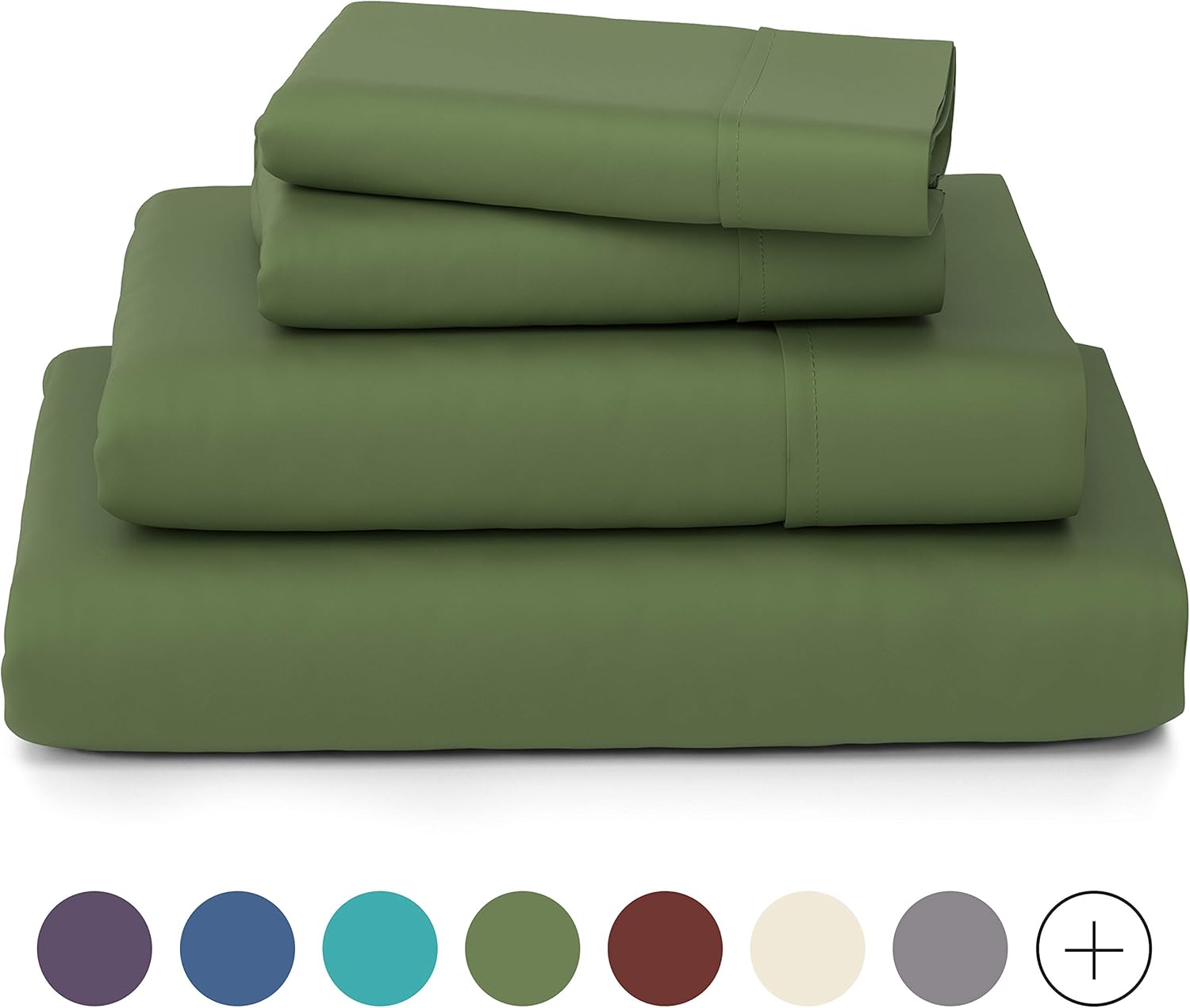 Cosy House Collection Luxury Bamboo Bed Sheet Set - Hypoallergenic Bedding Blend from Natural Bamboo Fiber - Resists Wrinkles - 4 Piece - 1 Fitted Sheet, 1 Flat, 2 Pillowcases - King, Sage Green: Home & Kitchen