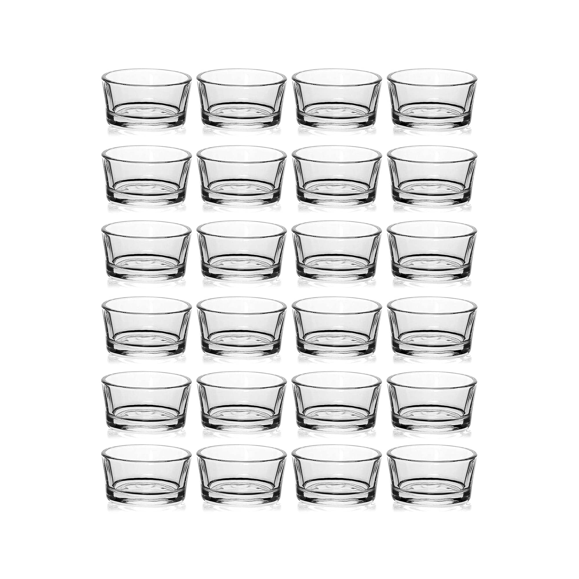 Set of 24 Clear Glass Tealight Candle Holders, 4.5cm x 2.5cm with Luxurious Look