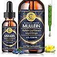 Mullein Leaf Extract Drops for Lungs - Lung Cleanse & Detox, Pure Mullein Leaf Liquid Drops, Support for Respiratory, Immune, Digestive System, Vegan, Non-GMO, Blueberry Flavor, 2 FL OZ