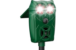 PEEPST Solar-Powered Ultrasonic Animal Repellent with Motion Sensor, Waterproof Deer Repellent Device with LED Flashing Lights, Perfect for Outdoor Yards, Effective to Repel Deer, Coyotes, Raccoons, and Cats