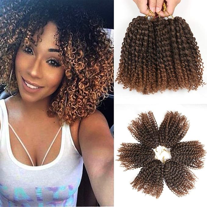 8 Inch Short Marlybob Crochet Hair 6 Bundles/Lot Kinky