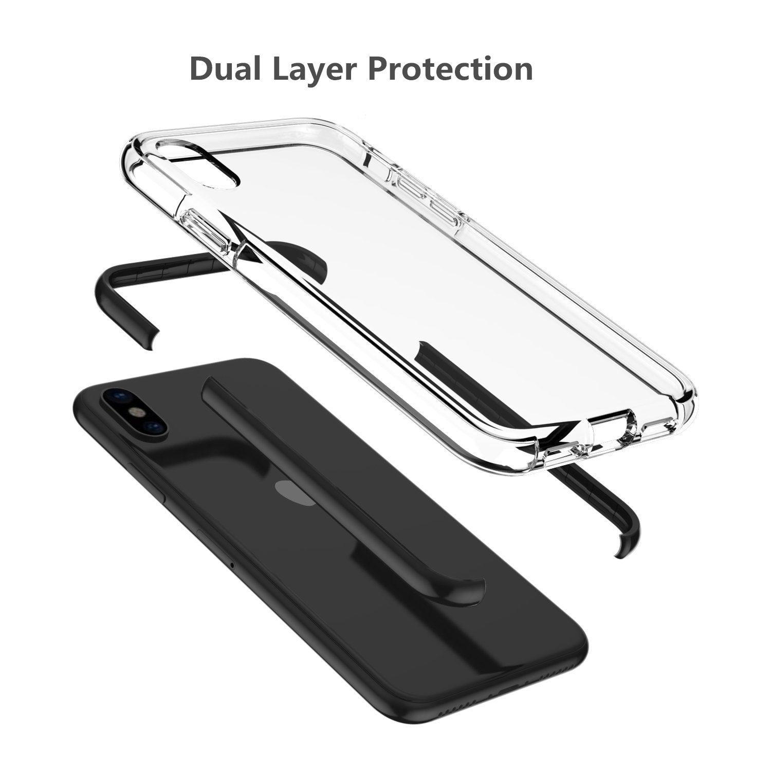 iPhone X Case, Shock-Absorption Bumper and Anti-Scratch Silicone Protective Phone Case Clear Back Phone Cover for iPhone X