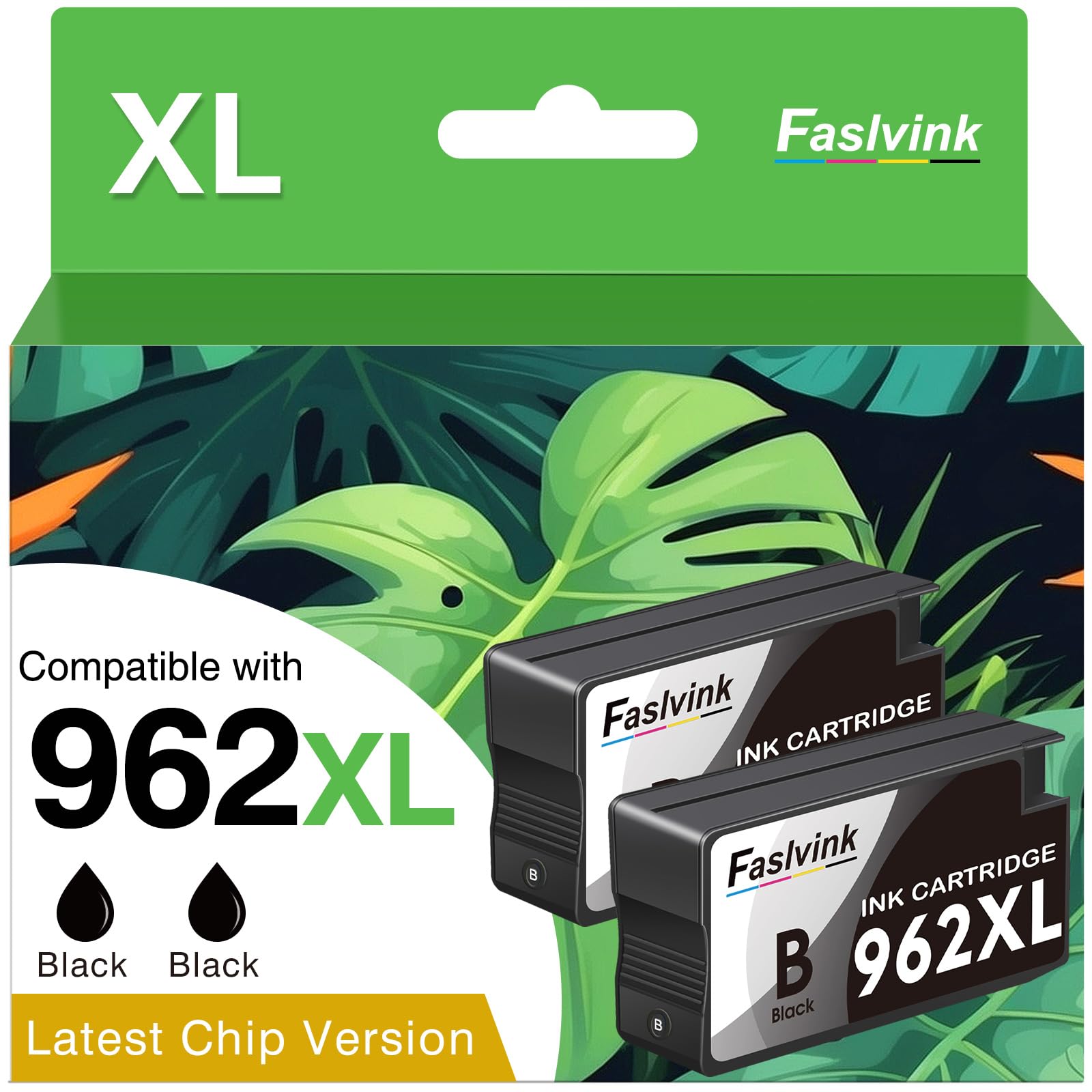 Photo 1 of Faslvink Compatible 962XL Black Ink Replacement for HP 962XL Ink Cartridges Combo Pack Work with HP OfficeJet Pro 9010 9015 9018 9025 9020 9012 Printer,962 XL Black