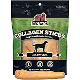 Redbarn Small Collagen Sticks 100% Natural Beef Dog Chew, 5 Pack | Alternative to Traditional Rawhide and Bully Sticks for Small to Medium Dogs - Long Lasting, Supports Dental and Joint Health