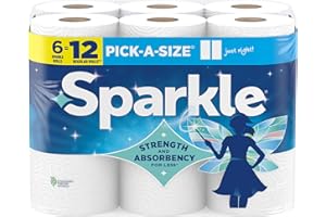 Sparkle Pick-A-Size Paper Towels, 6 Double Rolls (660 Sheets Total) - Strong 2-Ply Towels for Kitchen Cleanup and Everyday Messes