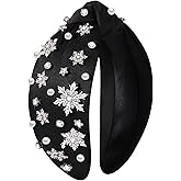 YAHPERN Christmas Headband for Women Holiday Christmas Accessories Xmas Bow Tree Snowflake Knotted Headband Red Green Crystal Pearl Top Knot Headbands Festive Holiday Party Decors Gifts
