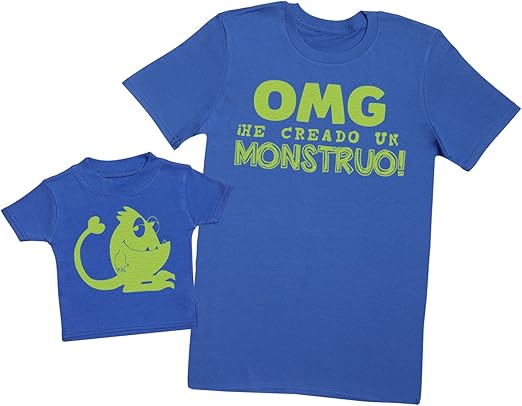 Zarlivia Clothing OMG ¡He Creado un Monstruo! GR - Regalo para Padres y bebés en un Camiseta para bebés y una Camiseta de Hombre a Juego: Amazon.es: Ropa y accesorios
