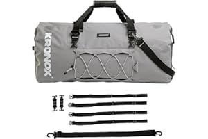 KRONOX Motorcycle Duffel Bag Waterproof, 25L Grey – Durable Motorcycle Luggage & Saddle Bags. Back Seat Dry Bag for Travel, Commute & Dirt Bike Gear