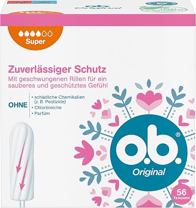 o.b. Original Super Tampons with StayDry 56 Count Plant-Based Core