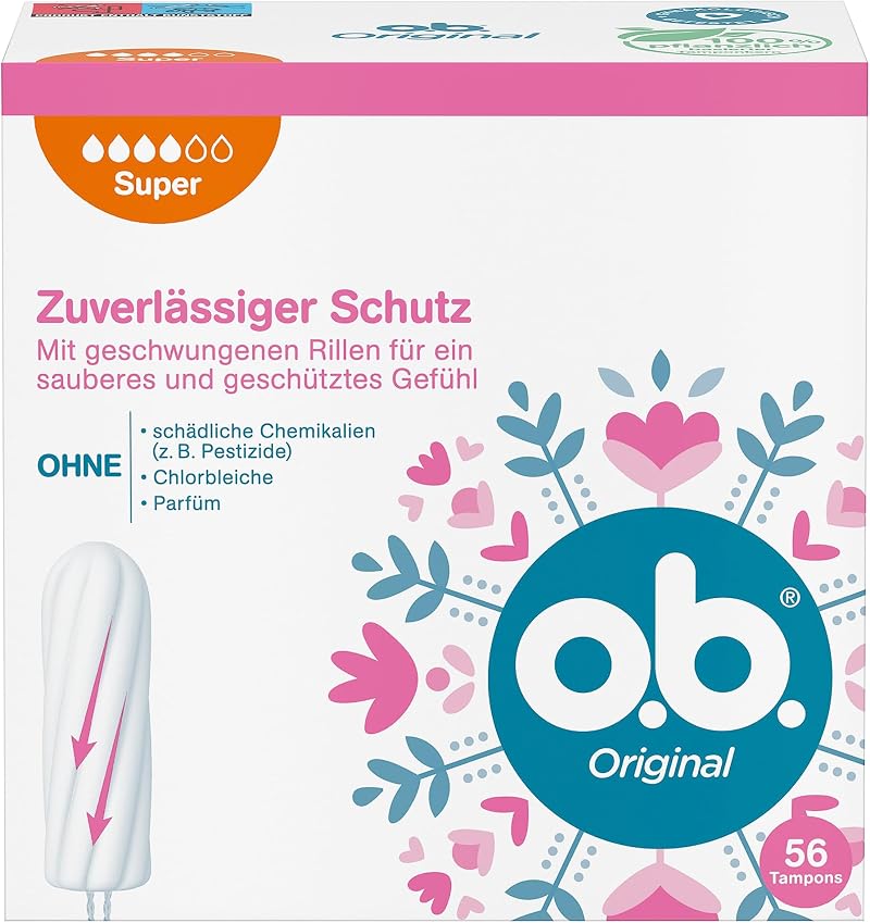 o.b. Original Super Tampons with StayDry 56 Count Plant-Based Core