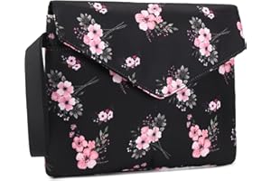 DSIUE Book Sleeve Book Protector Book Covers for Paperbacks, Large Book Sleeve with Handle, 11.6 X 9.3 Inch, Book Lovers Gifts (Bouquet Black)