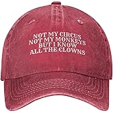 Quasarino Not My Circus Not My Monkeys But I Know All The Clowns Hat for Men Dad Hat Cute Caps Red