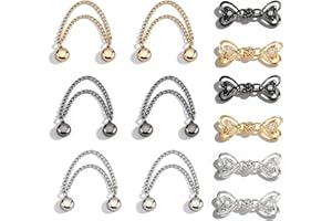 6 Heart Shaped Waist Tightener Clips and 6 Magnetic Clothing Clips with Chain Clasps, Adjustable Pants Clamps, Magnets Button