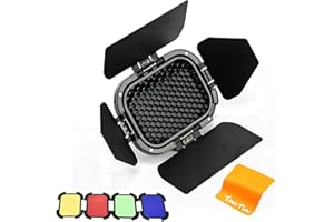 Godox BD-07 Barn Door with Honeycomb Grid & and Color Filters, Photography Flash Barndoor for Godox AD200 AD200Pro Speedlite Pocket Flash