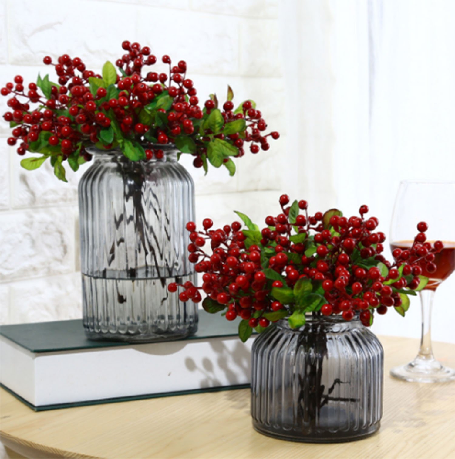 Mistari 10 Pcs Plastic Artificial Flowers California Berries Blueberry