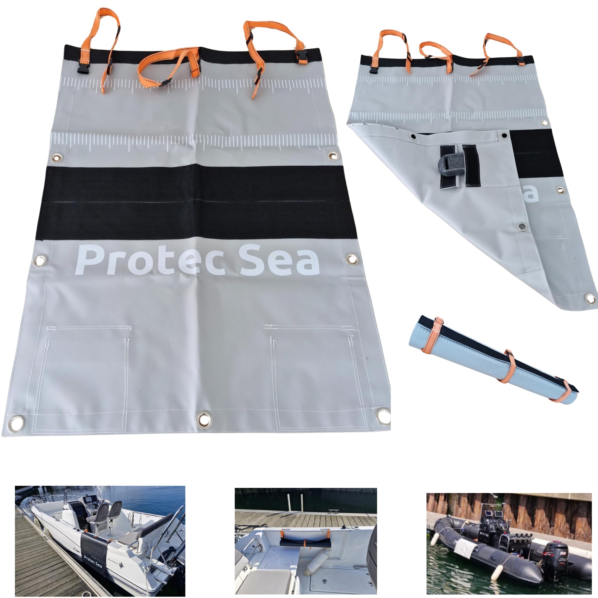 Protec Sea Fishing Mat - Protection for Floats and Boat Edge - 75 x 100 cm Grey (PVC,Polyester)