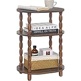 MaxSmeo Side Table, 3-Tier Small End Table, Modern Oval Night Stand Accent Table for Living Room, Bedroom, Rustic Brown
