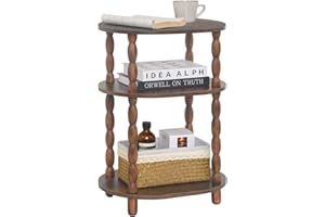 MaxSmeo Side Table, 3-Tier Small End Table, Modern Oval Night Stand Accent Table for Living Room, Bedroom, Rustic Brown